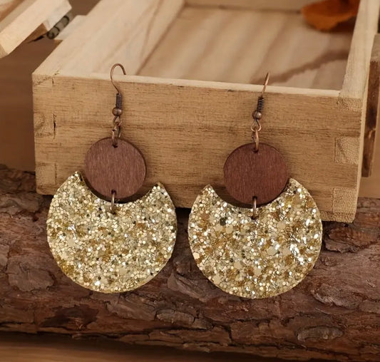Beautiful Crescent Shape Sequins Dangle Earrings
