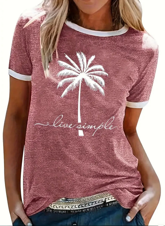 Palm Tree Print Pink T-Shirt