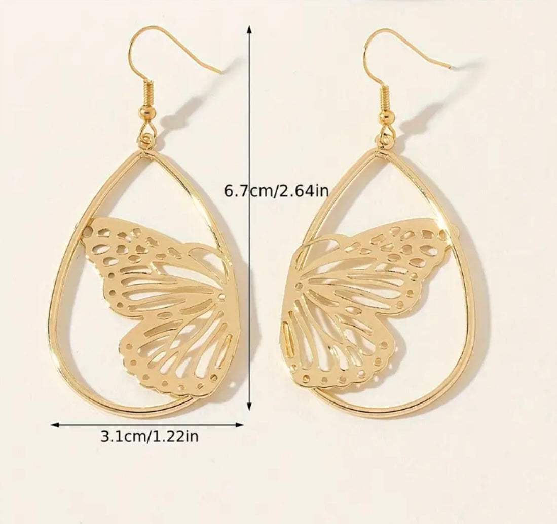 Beautiful Golden Butterfly Earrings