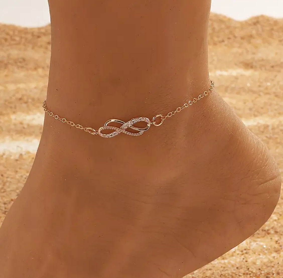 Beautiful Infinity Symbol Anklet Bracelet w/Rhinestones