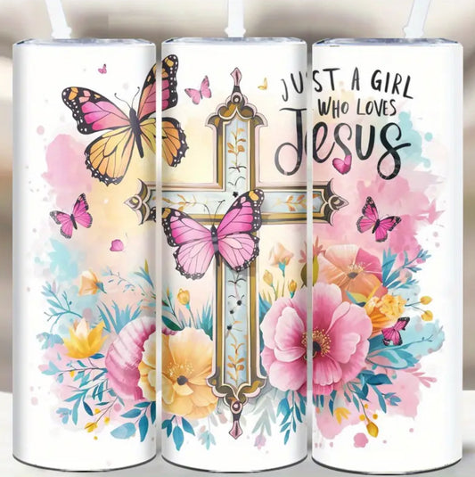 Just a girl who loves Jesus, 20 ounce Tumbler