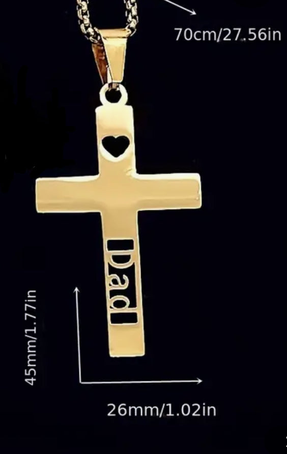 Dad Cross Necklace - Silver or Gold