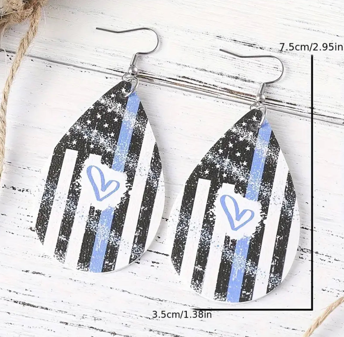 USA Flag with Heart Earrings