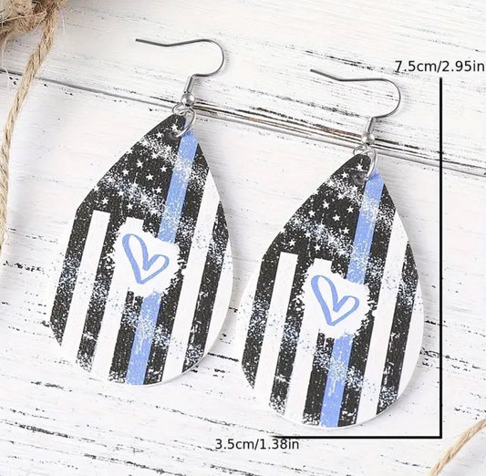 USA Flag with Heart Earrings