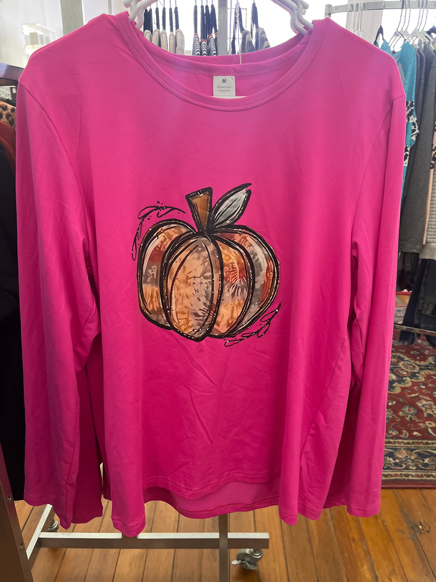Pink or Gray Long Sleeved Shirt with Pumpkin