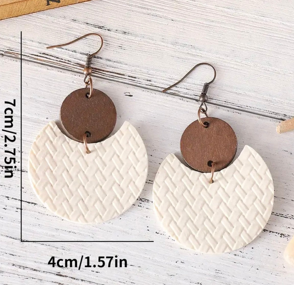 Beautiful Handcrafted Leather Crescent Shape with Retro Charm Earrings