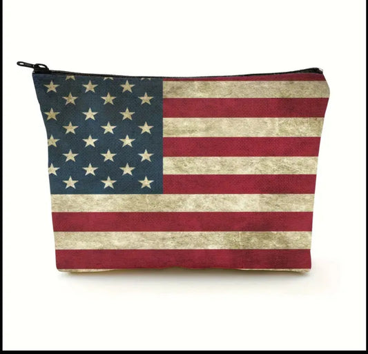 United States Flag Makeup Bag