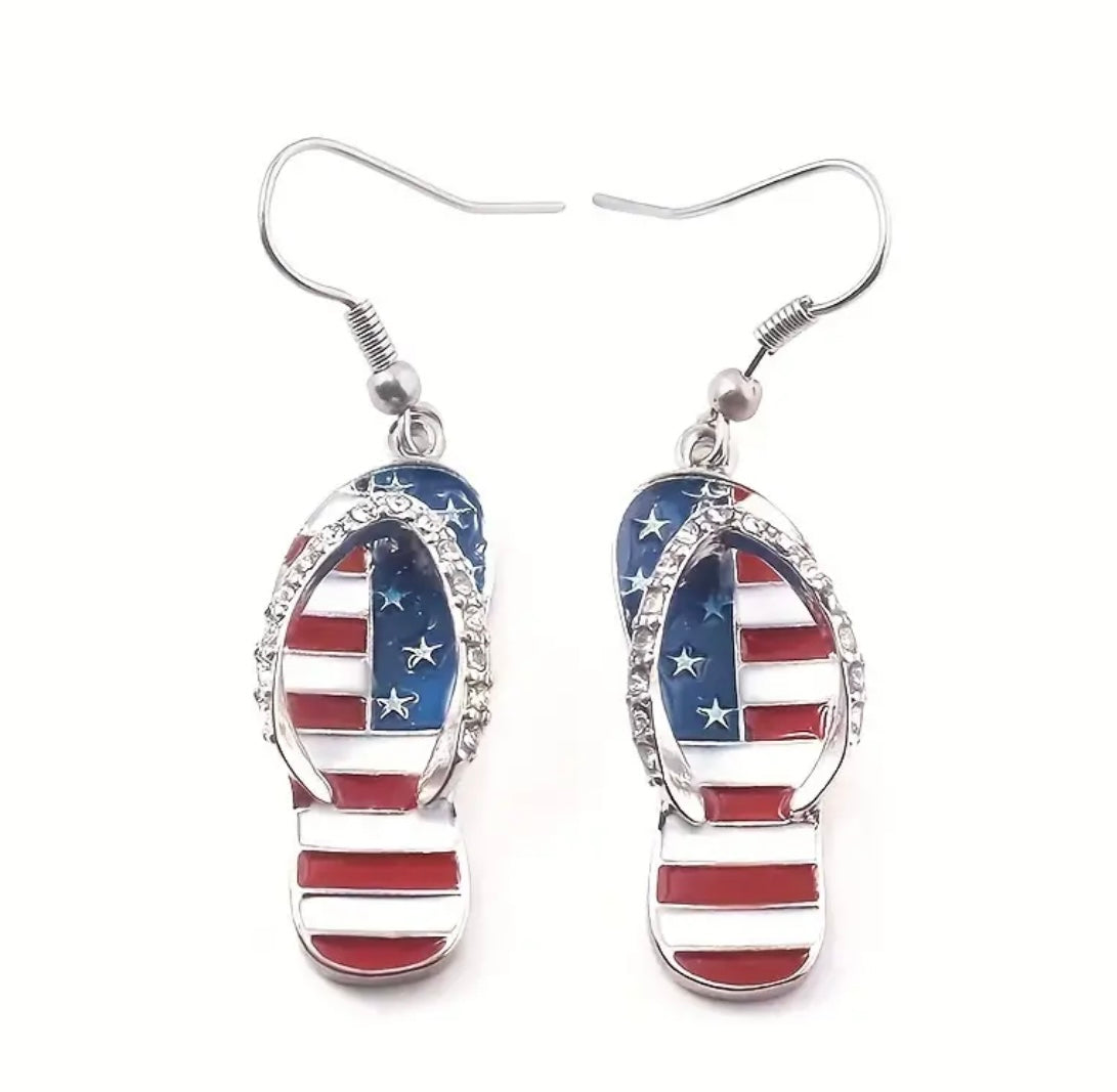 Red, White and Blue 4th of July Sandal Earrings