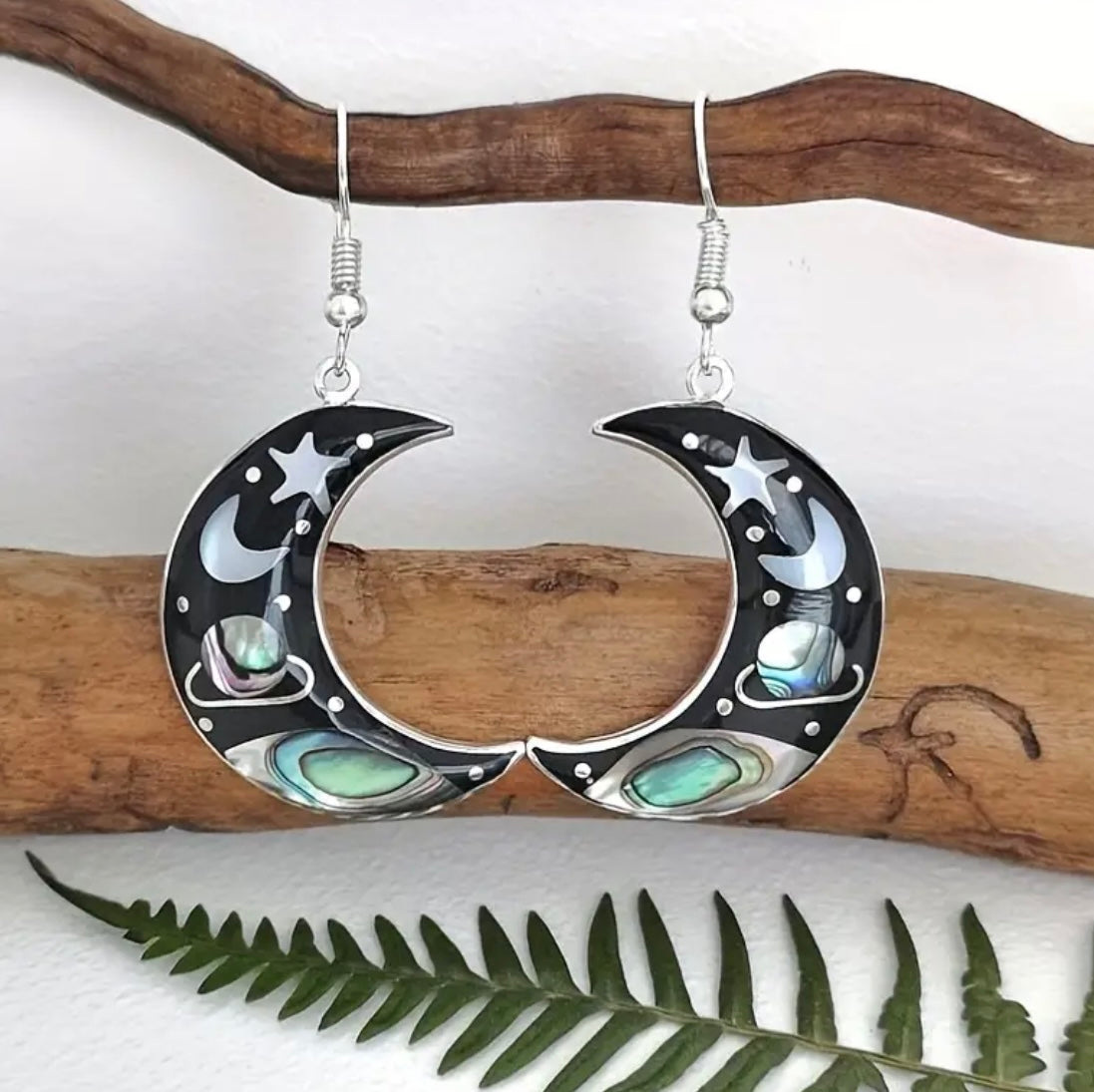 Stunning Galaxy Moon Shaped Earrings