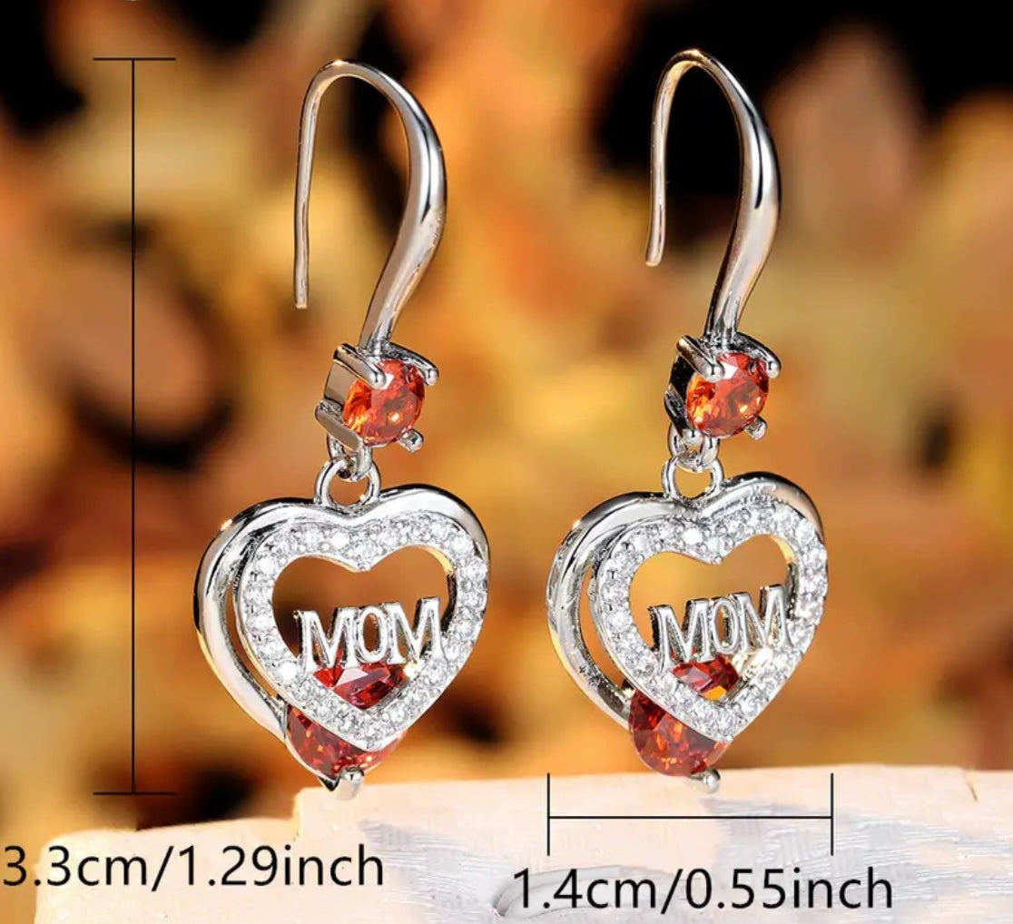 Beautiful Mother's Day Hollow Heart With MOM Design Earrings