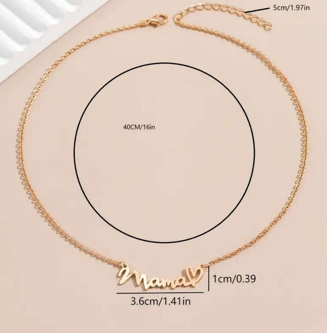 Beautiful MAMA Necklace Gold or Silver with Heart