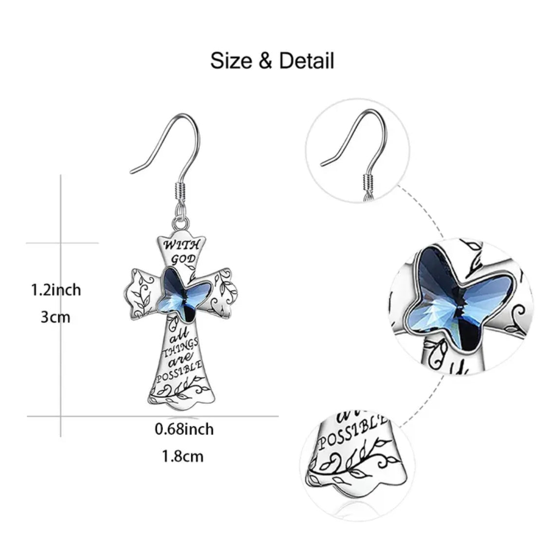 With God All Things Are Possible Cross Earrings