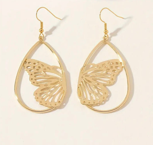 Beautiful Golden Butterfly Earrings