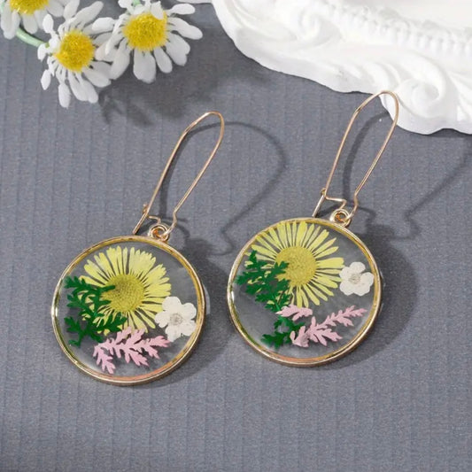 Exquisite Transparent Flower Design Hoop Earrings