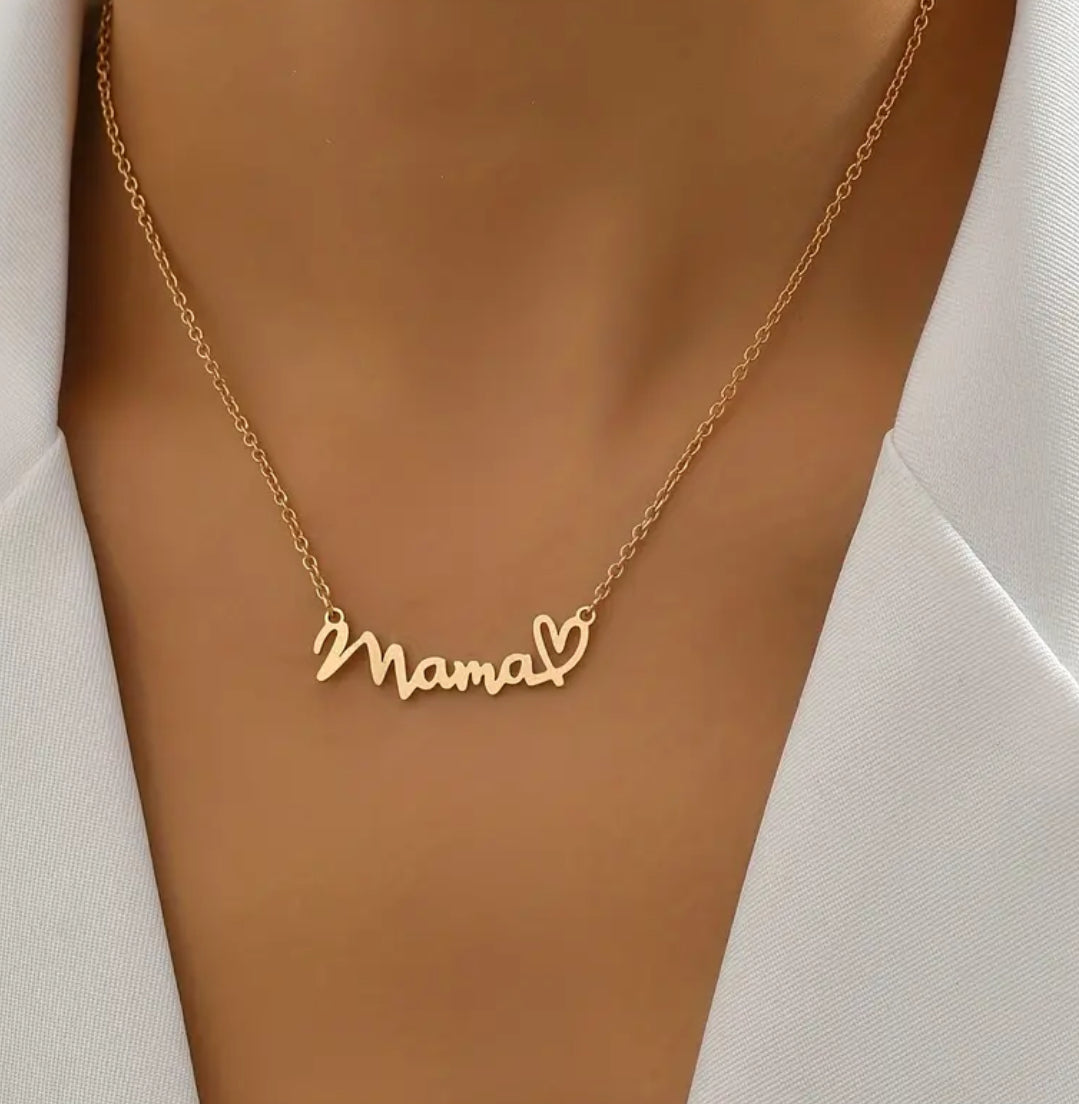 Beautiful MAMA Necklace Gold or Silver with Heart