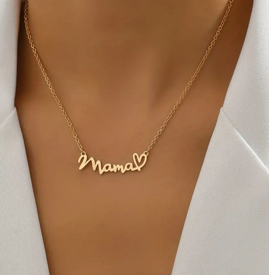 Beautiful MAMA Necklace Gold or Silver with Heart