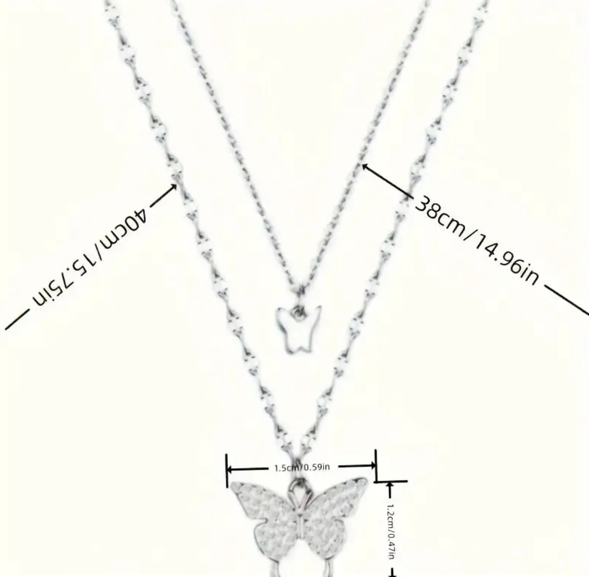 Beautiful Double Layer Butterfly Necklace- Silver and Gold