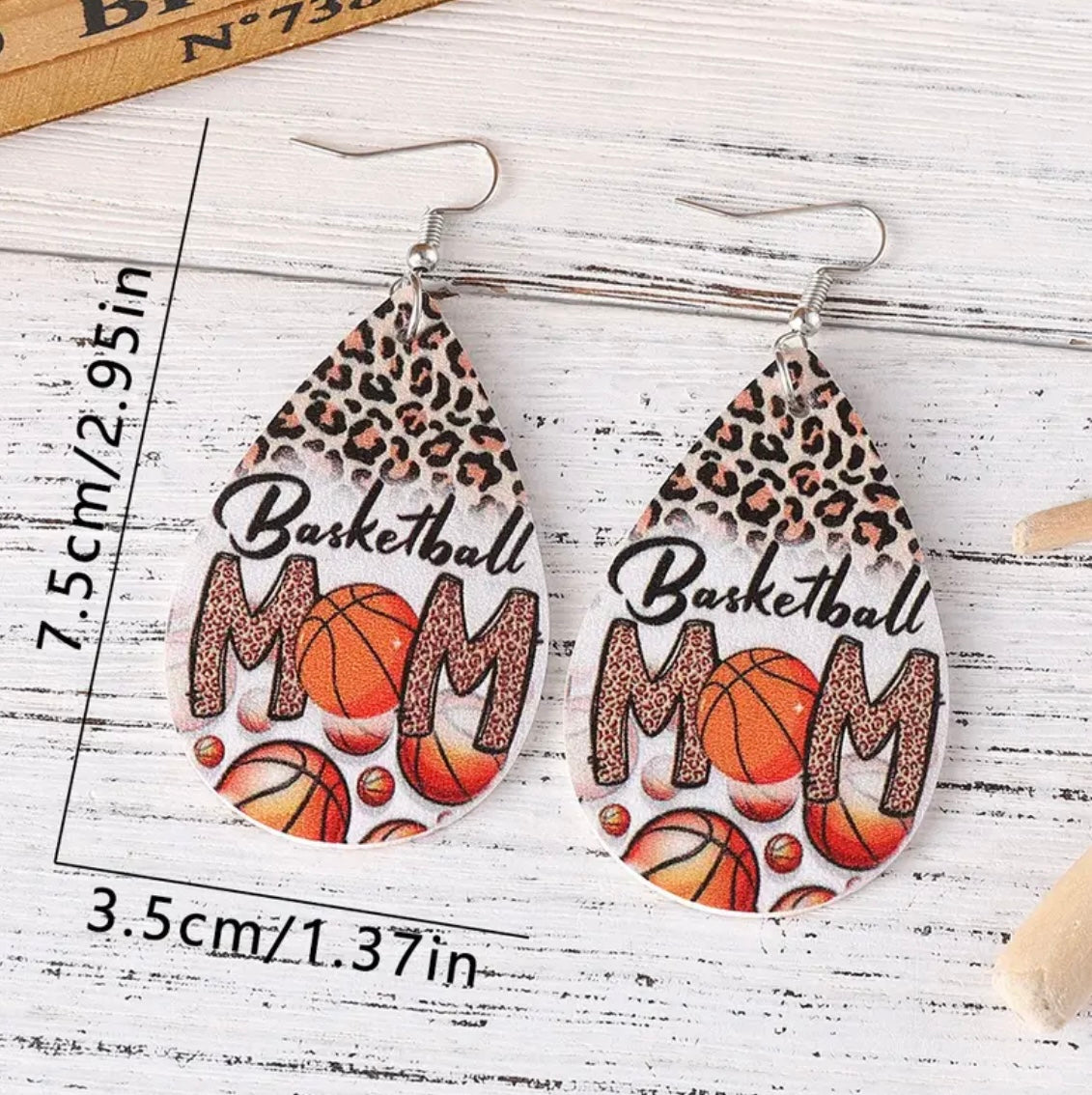 Basketball Mom Leopard Print Earrings