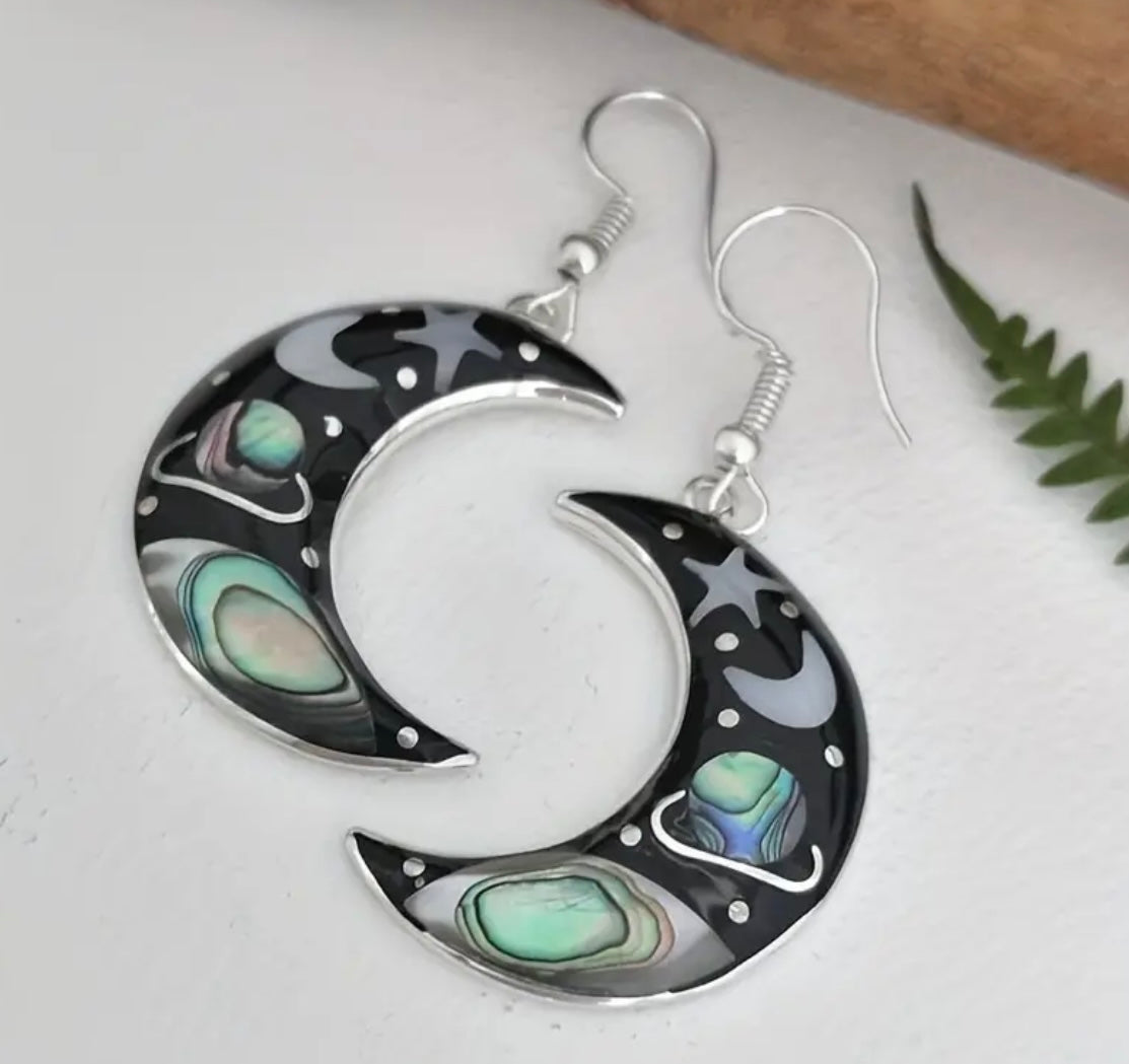 Stunning Galaxy Moon Shaped Earrings