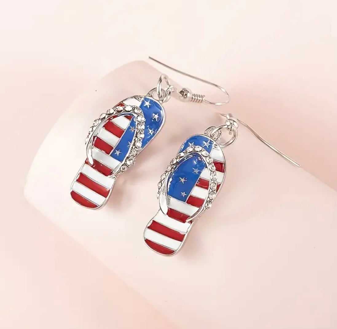 Red, White and Blue 4th of July Sandal Earrings