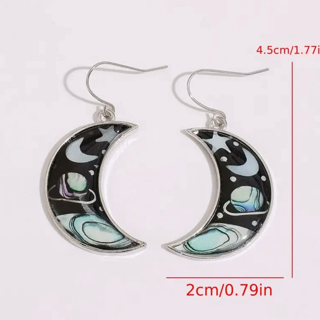 Stunning Galaxy Moon Shaped Earrings