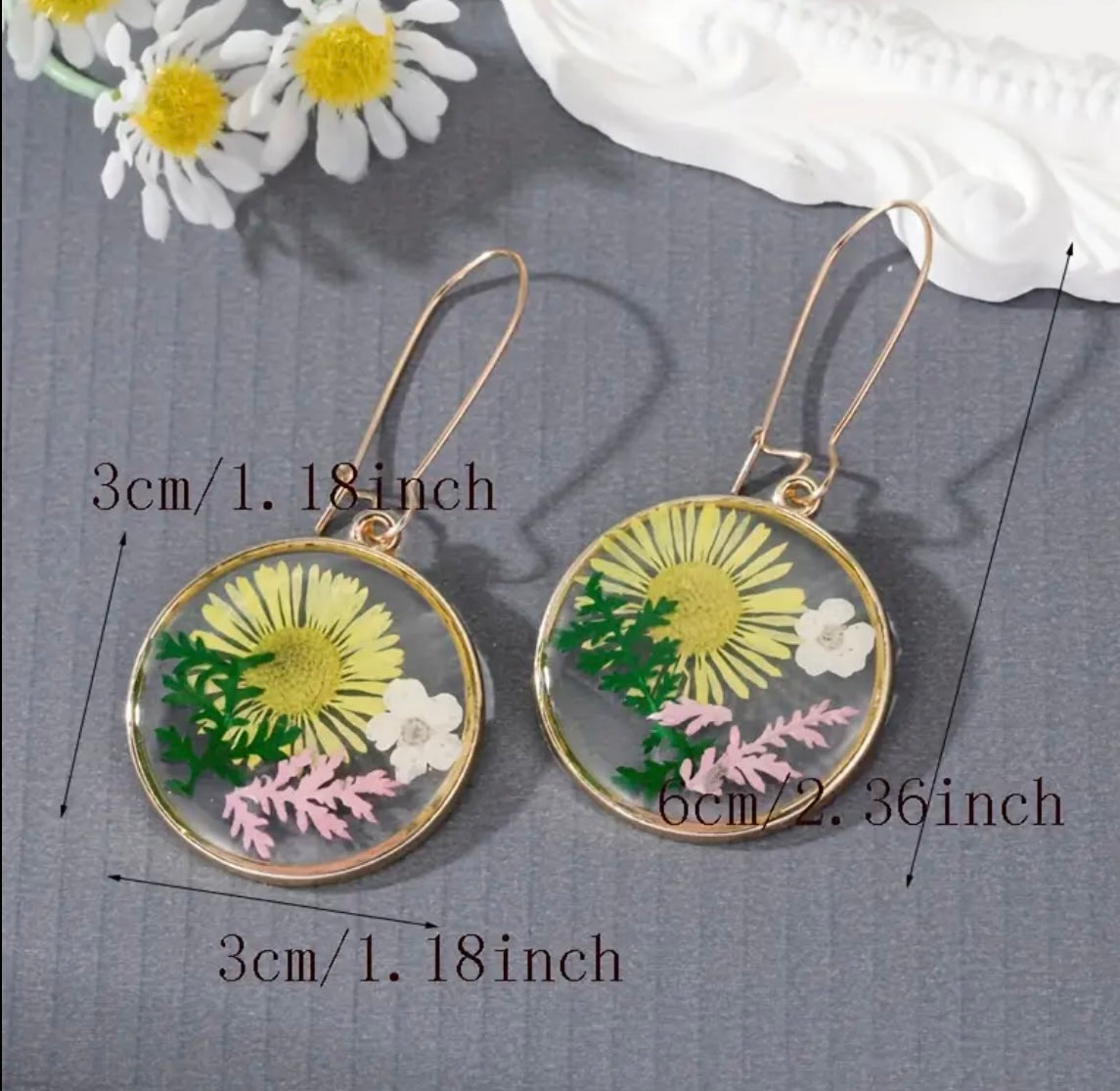 Exquisite Transparent Flower Design Hoop Earrings