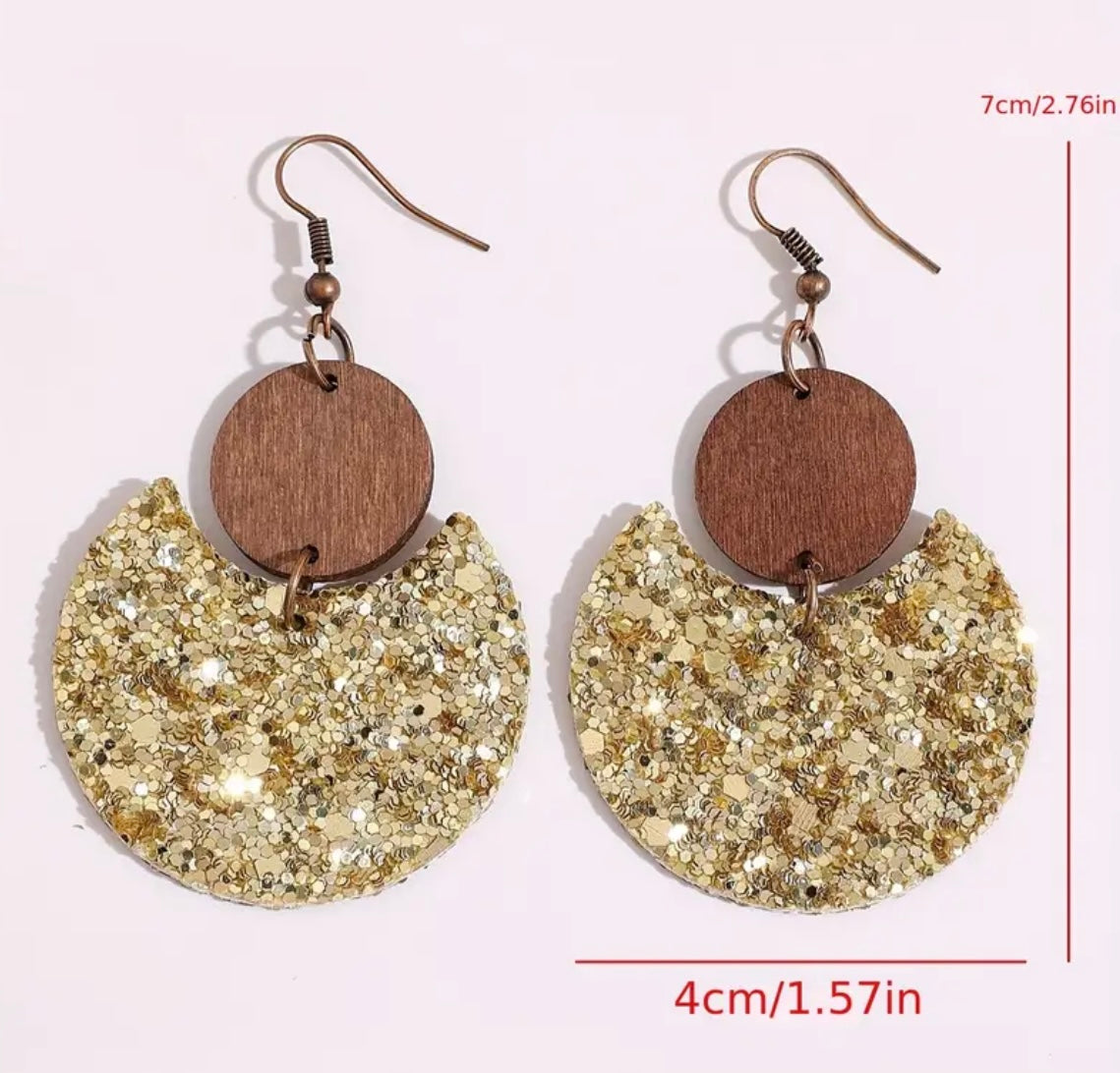 Beautiful Crescent Shape Sequins Dangle Earrings