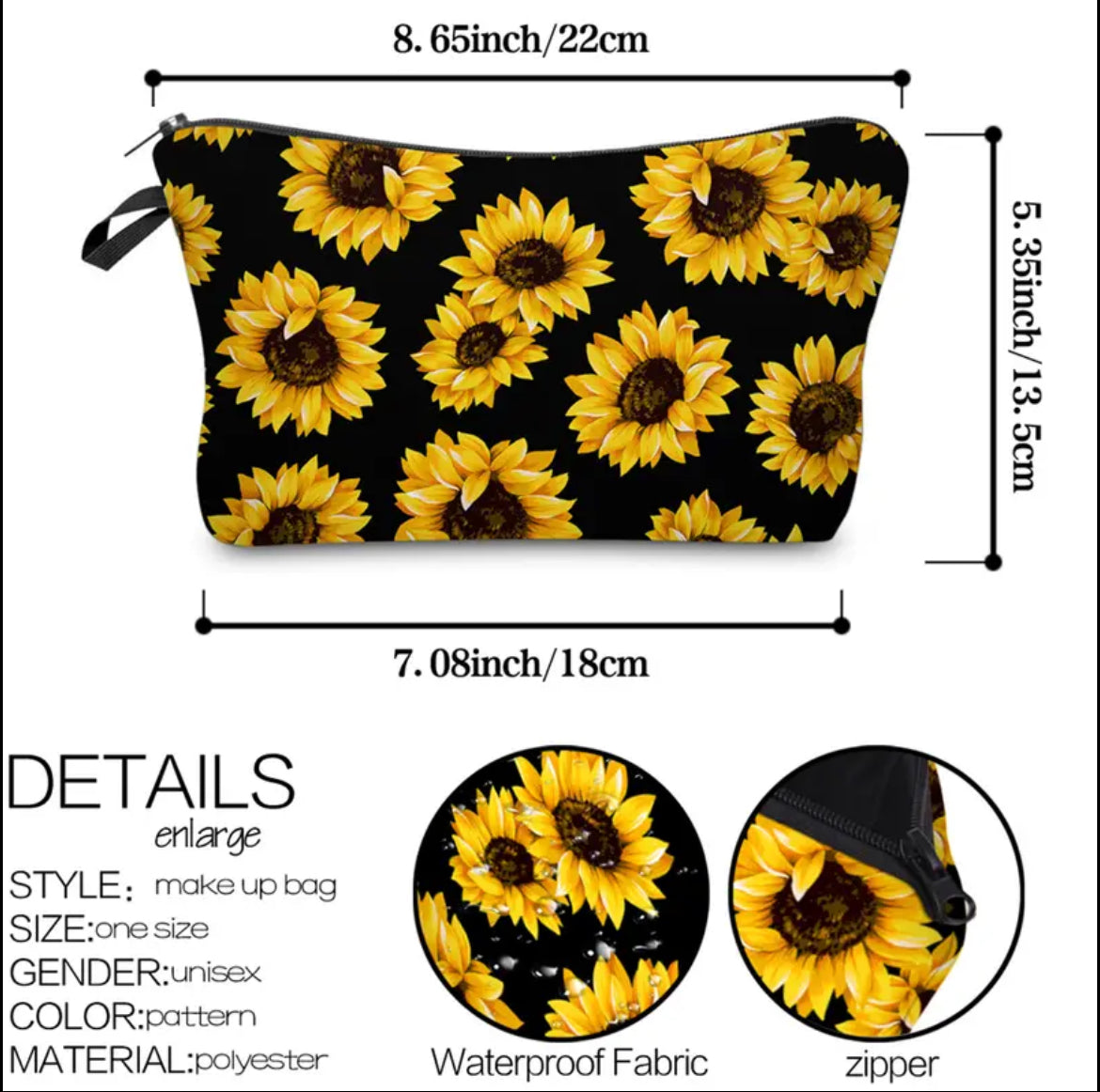 Sunflower Cosmetic Bag