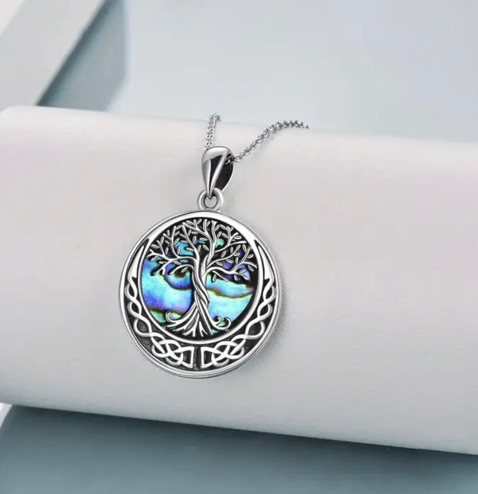 3pcs Beautiful Tree Of Life Round Pendant Necklace & Earrings Set