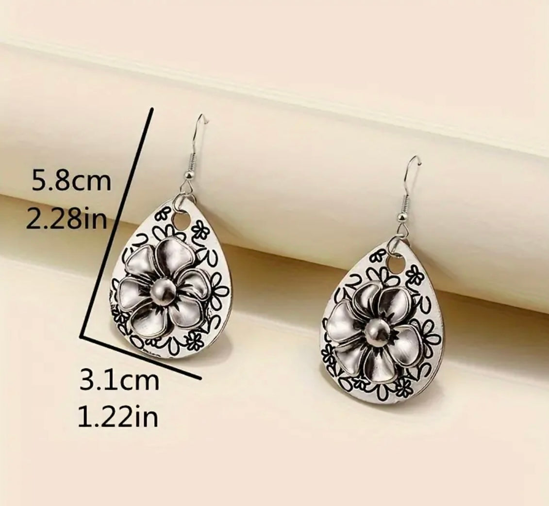 Beautiful Antique Carved Flower Earrings