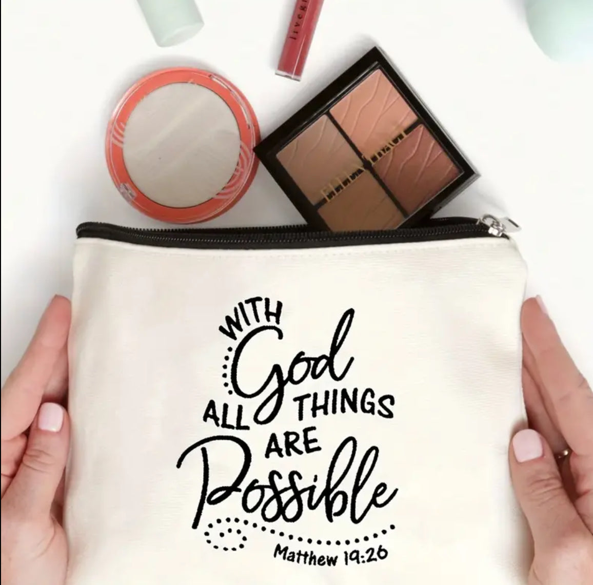 With God All Things Are Possible Makeup Bag
