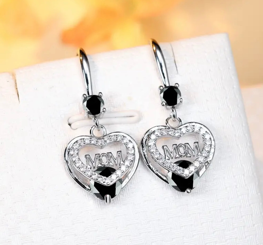 Beautiful Mother's Day Hollow Heart With MOM Design Earrings