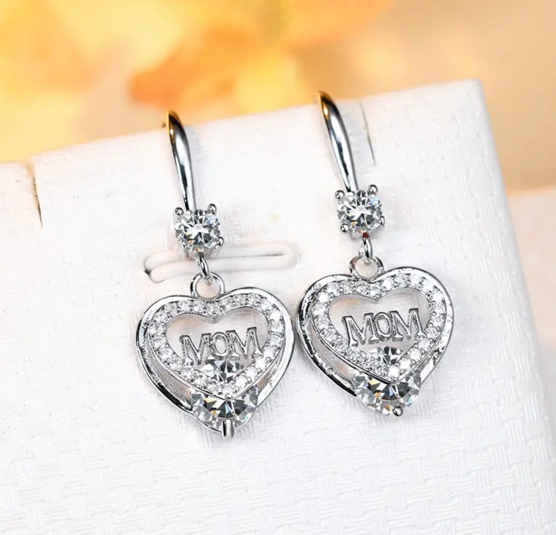 Beautiful Mother's Day Hollow Heart With MOM Design Earrings