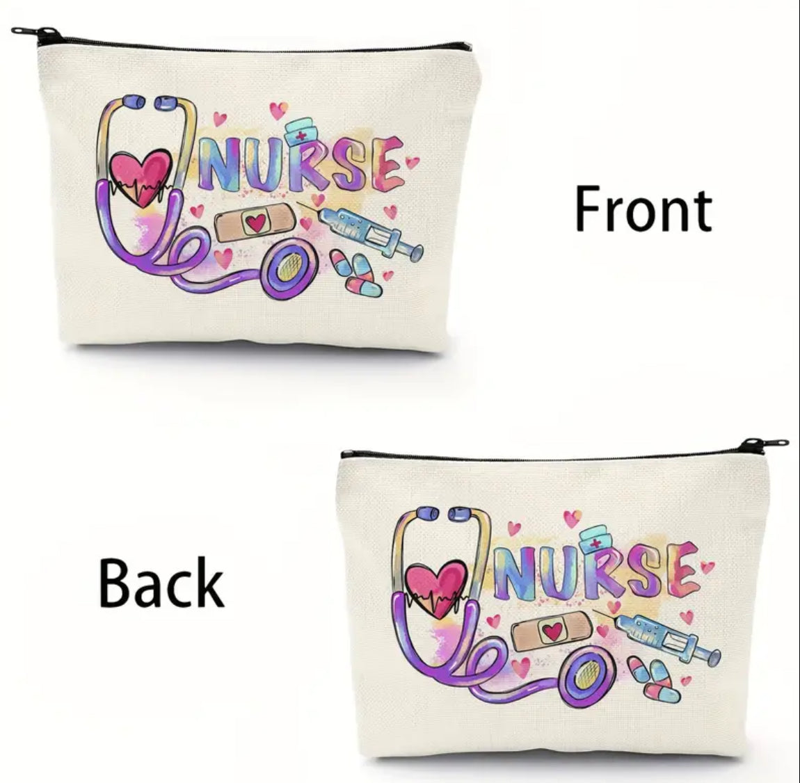 Nurse Zipper Bag with Hearts