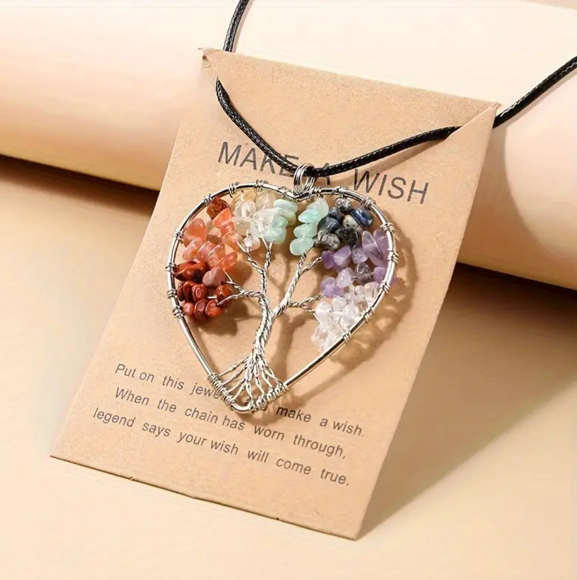 Vibrant Tree of Life Heart-Shaped Necklace