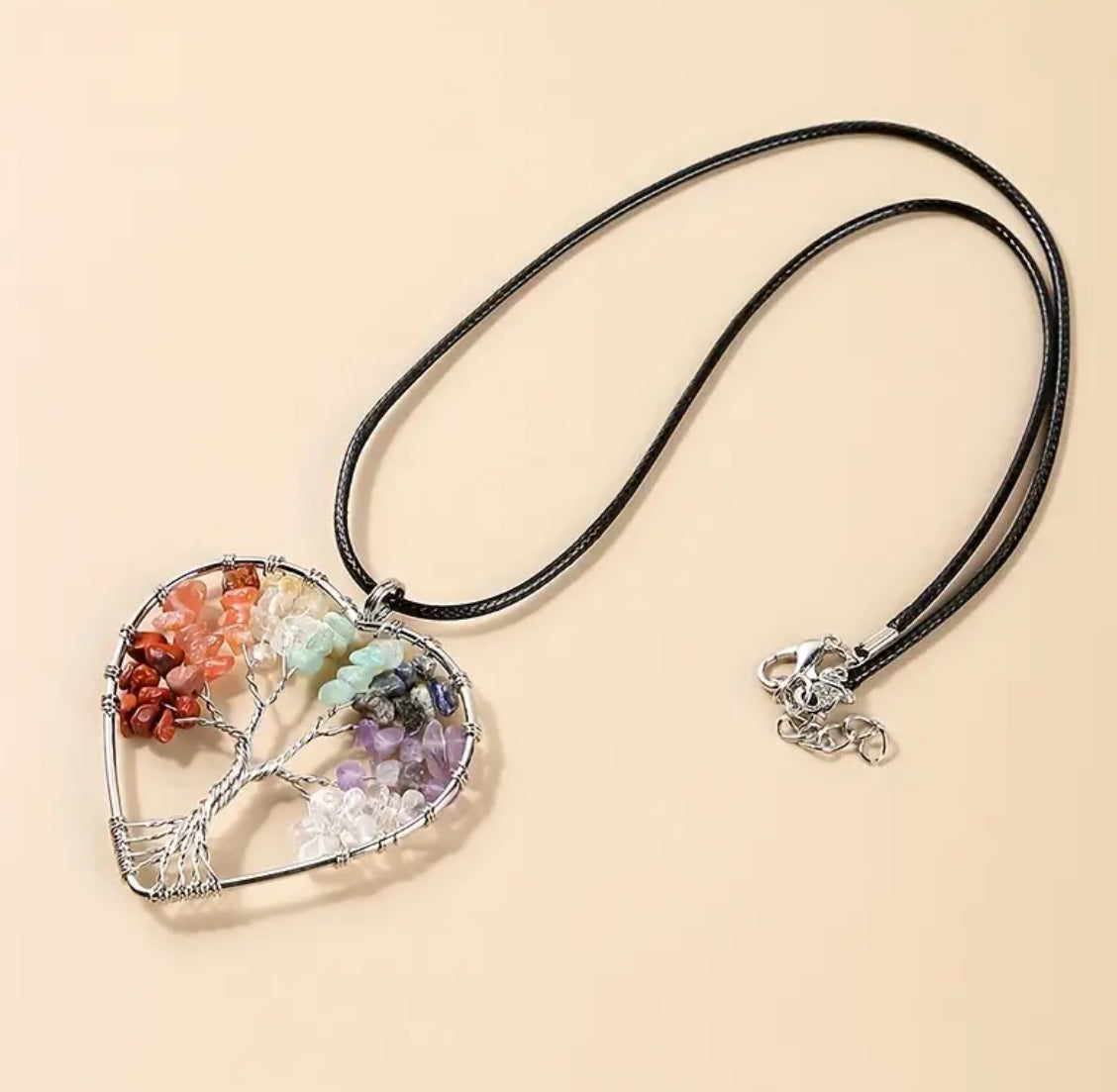 Vibrant Tree of Life Heart-Shaped Necklace
