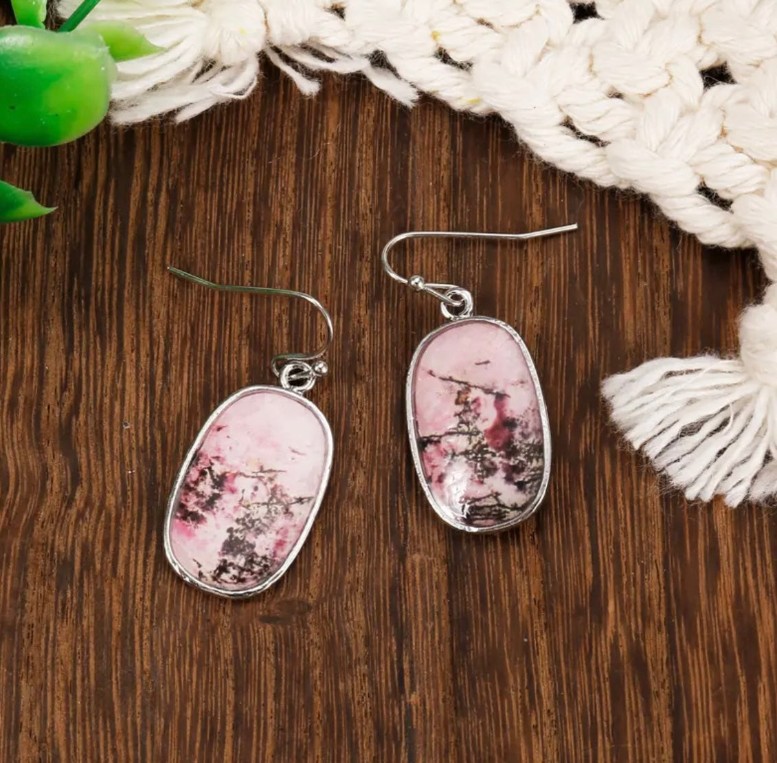 Beautifully Handmade Pink Synthetic Gemstone Earrings