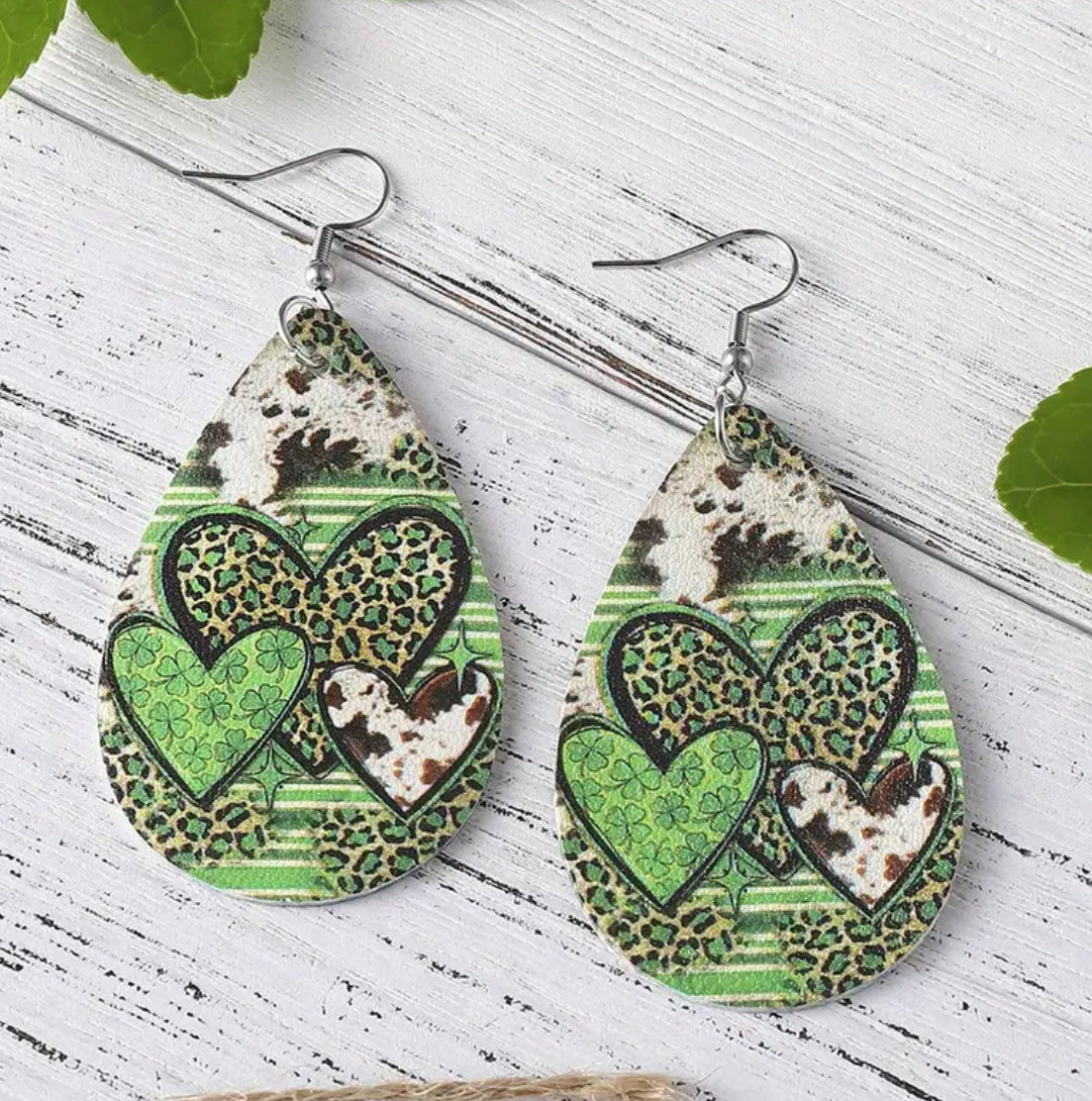St. Patrick’s Day Heart Earrings