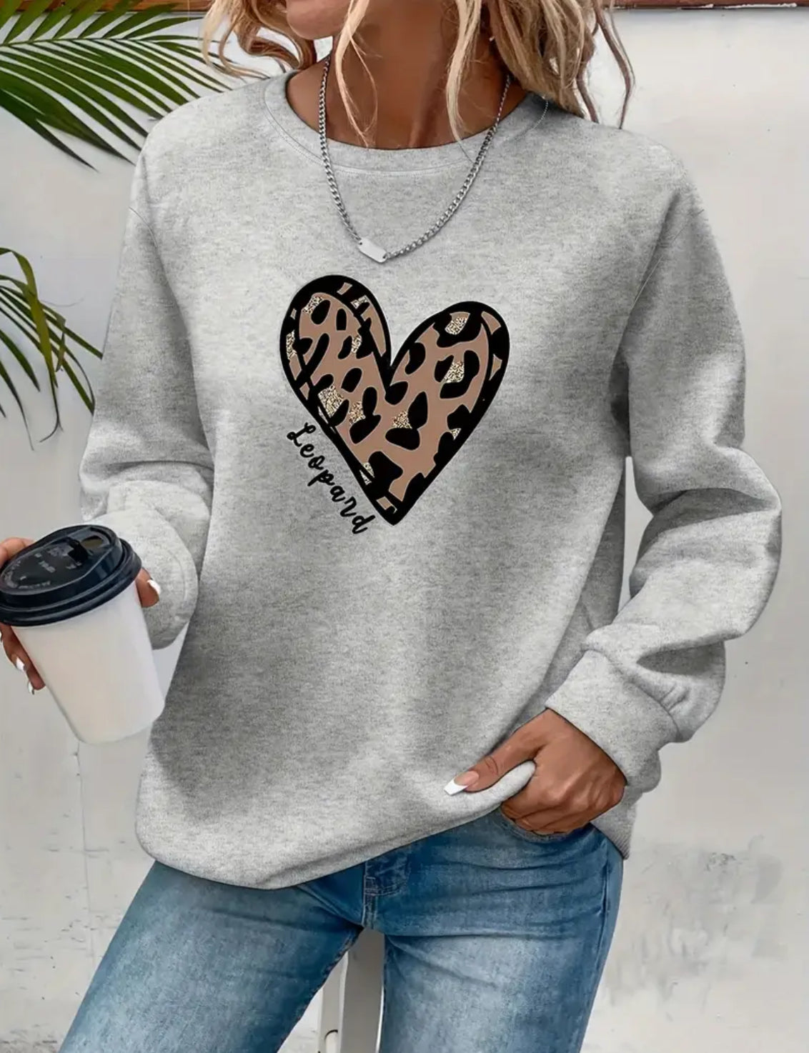 Cozy Warm Leopard Heart Sweatshirt