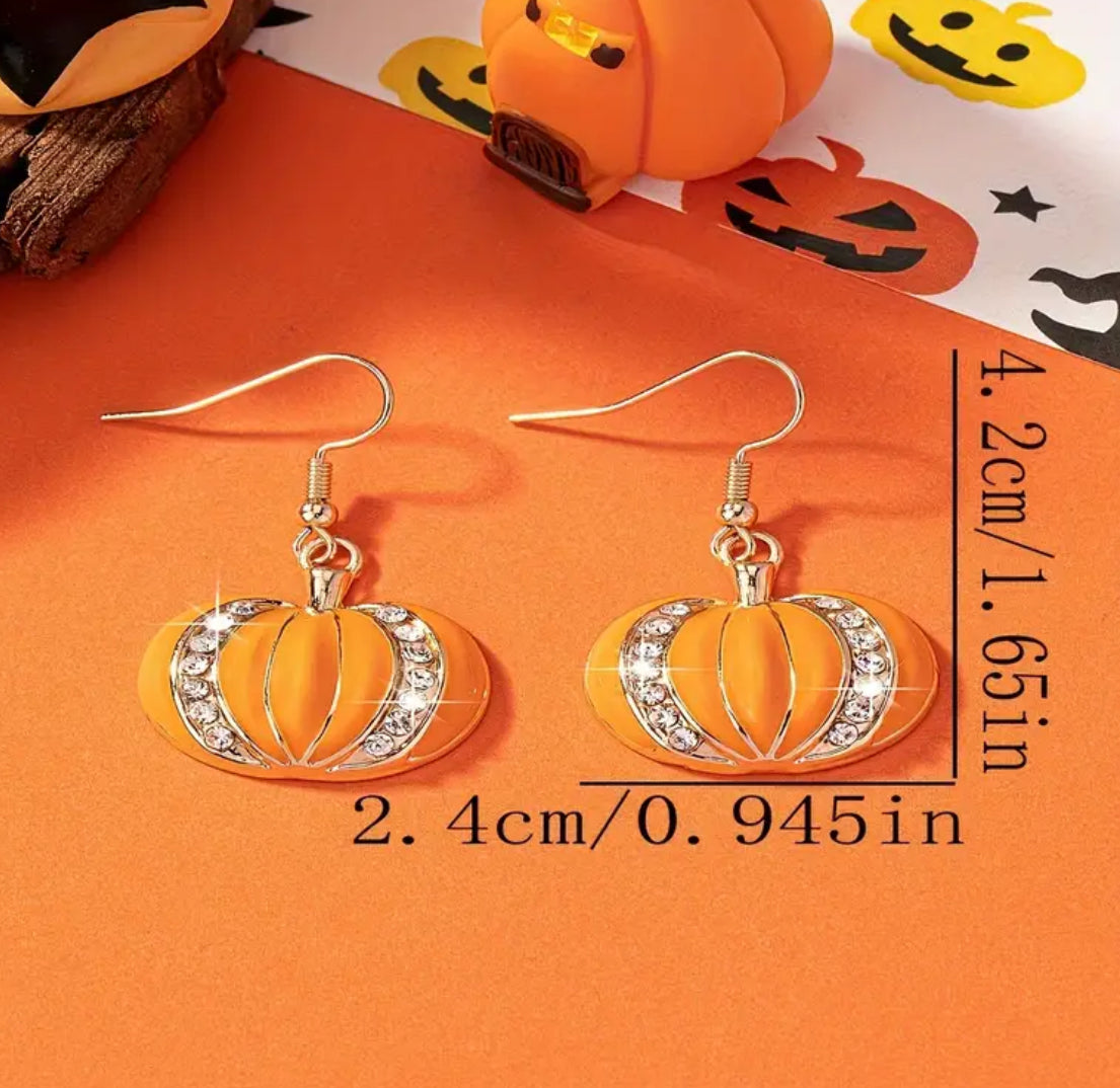 Adorable Bling Pumpkin Earrings