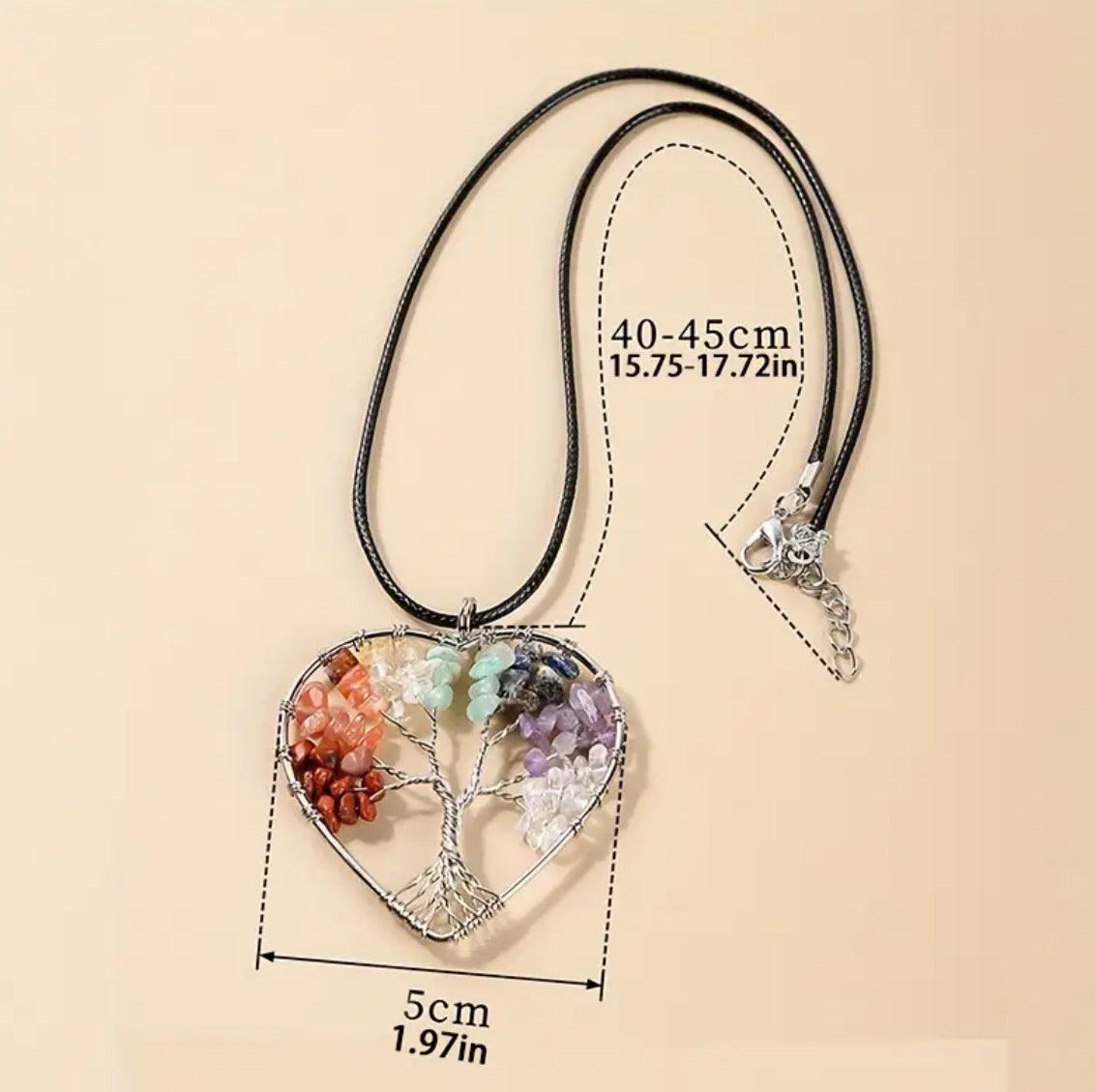 Vibrant Tree of Life Heart-Shaped Necklace