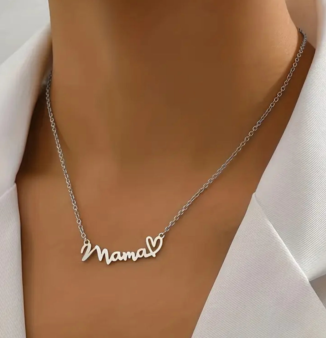 Beautiful MAMA Necklace Gold or Silver with Heart