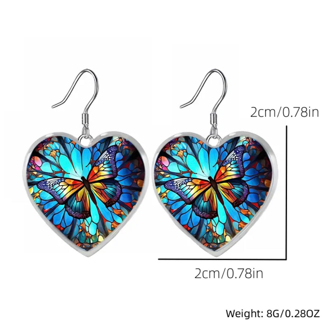 Colorful Butterfly Heart Shaped Earrings