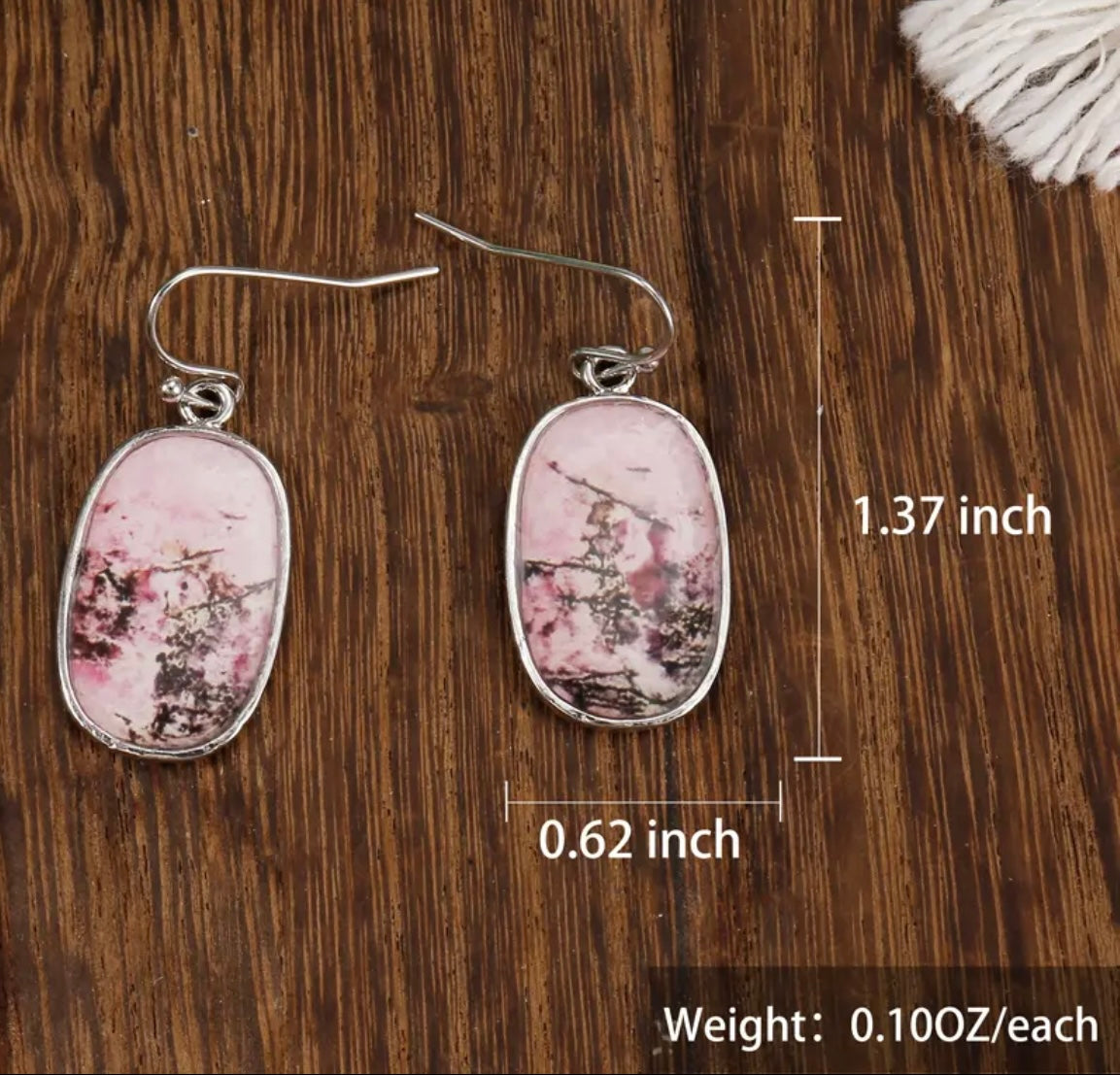 Beautifully Handmade Pink Synthetic Gemstone Earrings