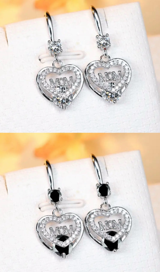 Beautiful Mother's Day Hollow Heart With MOM Design Earrings