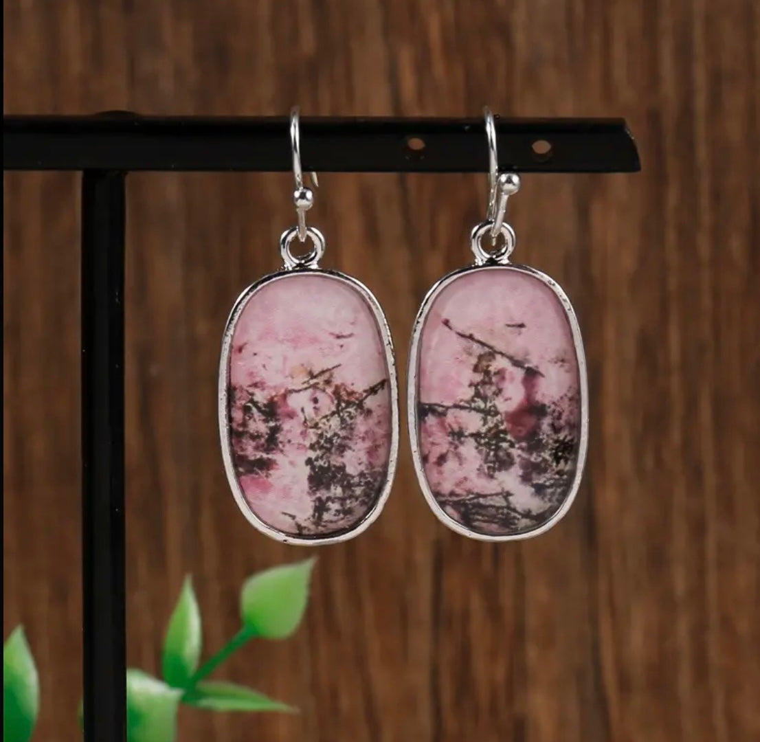 Beautifully Handmade Pink Synthetic Gemstone Earrings