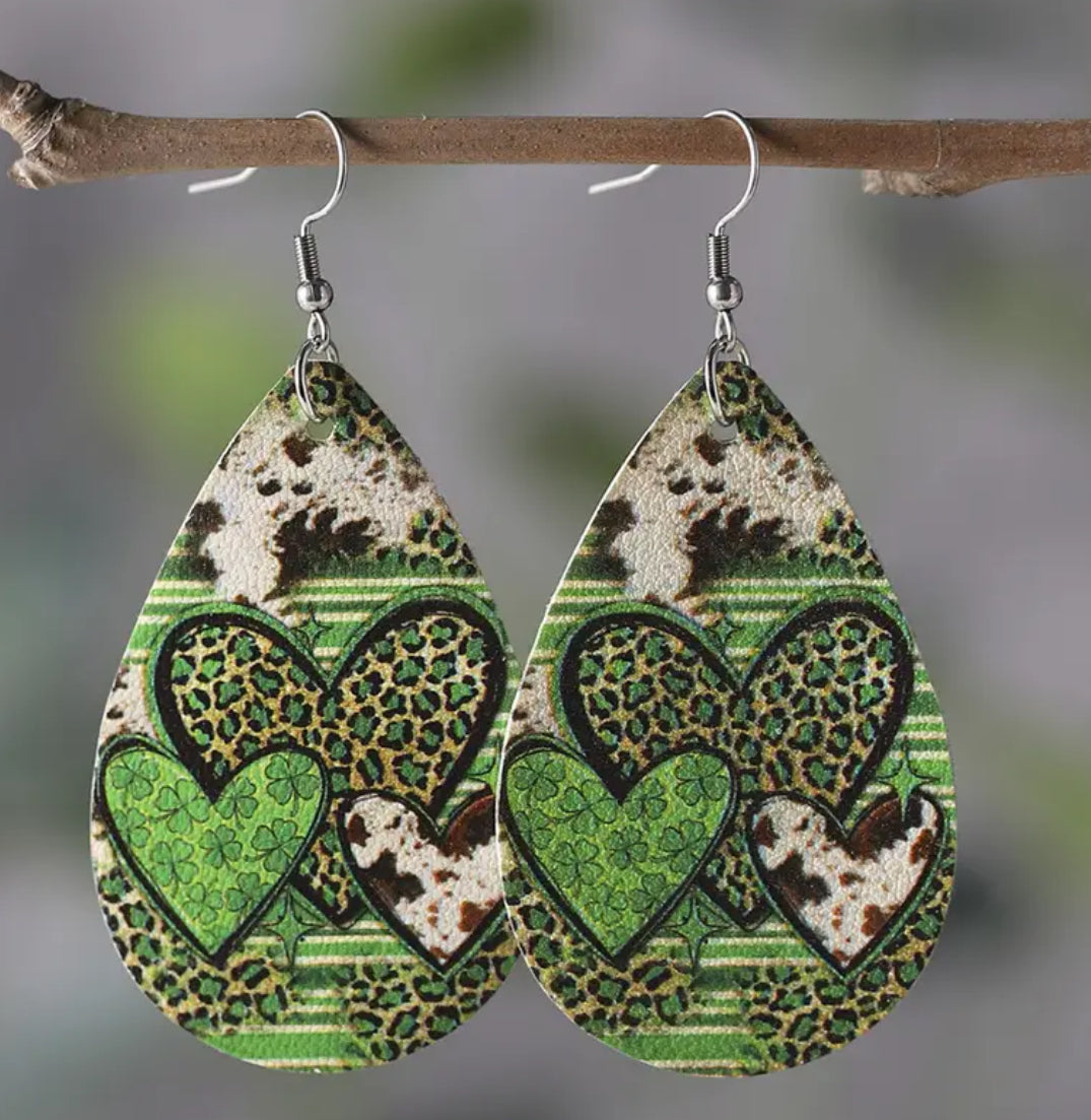 St. Patrick’s Day Heart Earrings