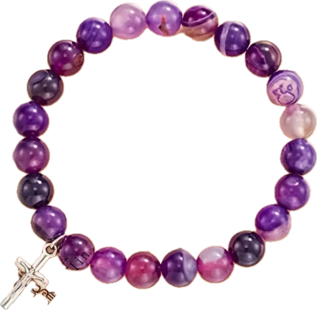 Beautiful Stone Bracelet with Cross - 2 colors