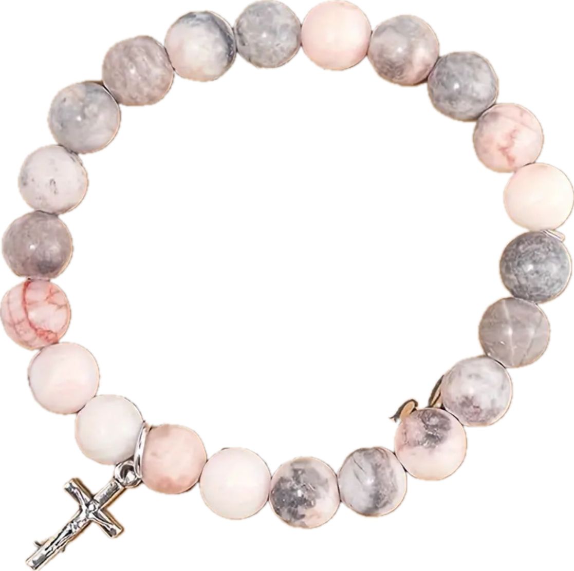 Beautiful Stone Bracelet with Cross - 2 colors