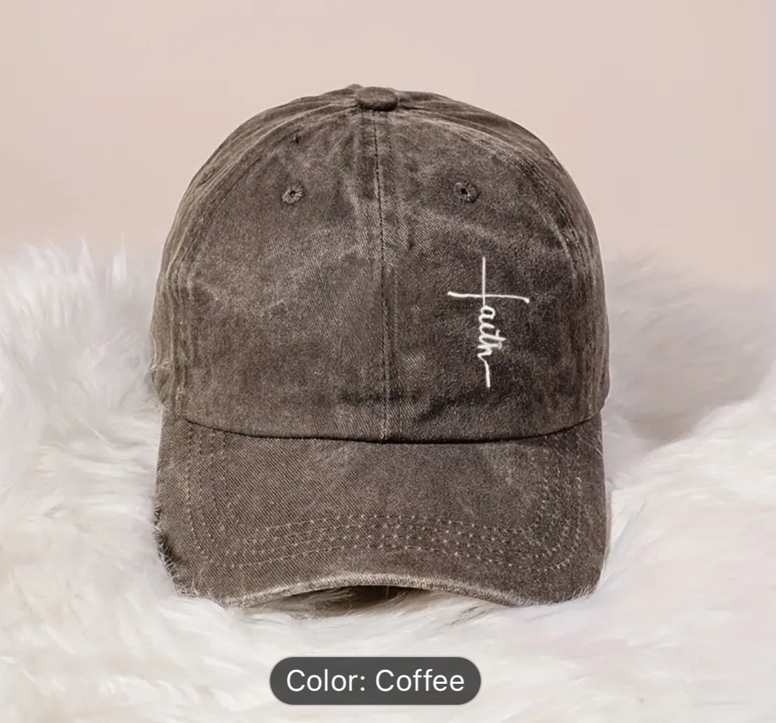 Cute Embroidered “Faith” Hat - 4 Colors